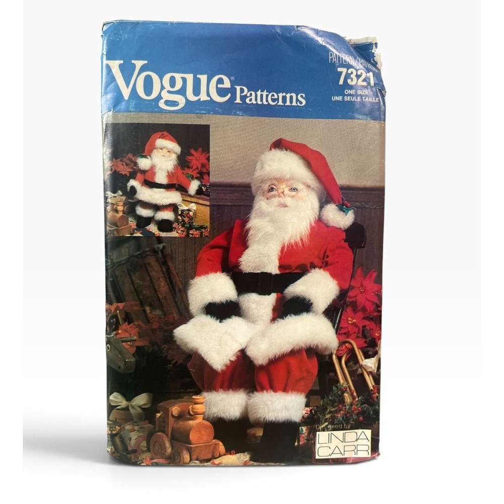 Vogue 7321 Santa Claus Doll Pattern Large Small One Size 1988 Vintage Uncut FF